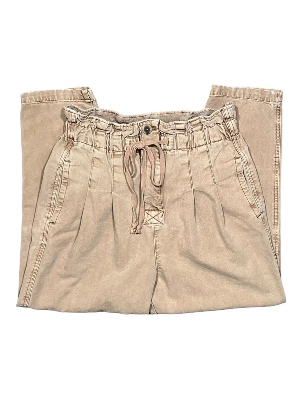 Free People Tan Paperbag Waist Drawstring Chinos